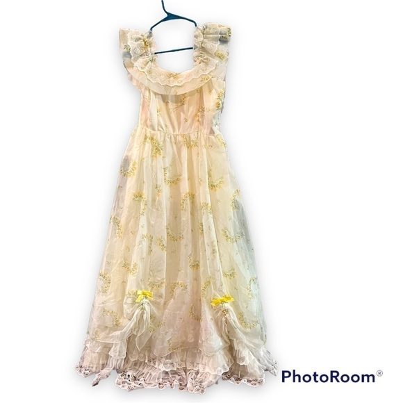 Vintage Union Made Maxi Dress Prairie Cottagecore Goth - Picture 4 of 8